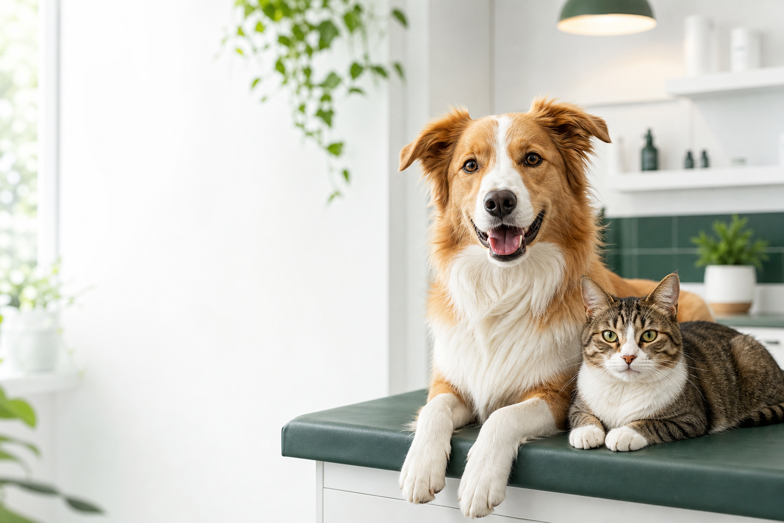 Mascotas en un entorno de cuidado veterinario